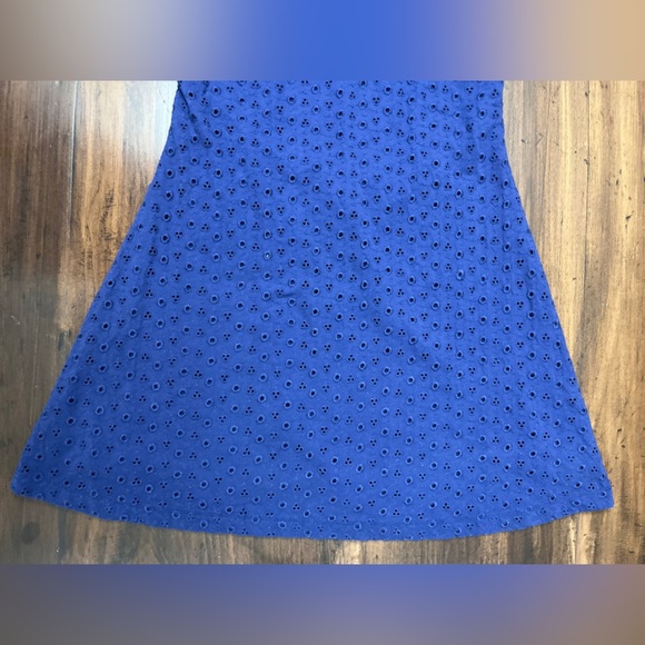 Free People Apricot Rose Dress Size Medium Living Indigo Eyelet Puff Sleeve NWT - Picture 7 of 16